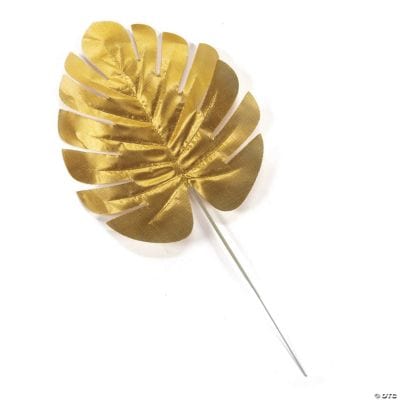 Fun Express Metallic Gold Tropical Leaves 6″ x 12″ (12 count)