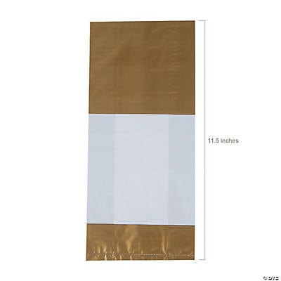 Fun Express Party Supplies Gold Banded Cello Bags 5″ x 2 1/2" x 11 1/2"