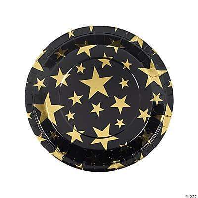 Fun Express Party Supplies Gold Star Square Plates 9″