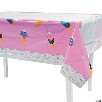 Fun Express Party Supplies Ice Cream Table Cover Size: 54″ x 108"