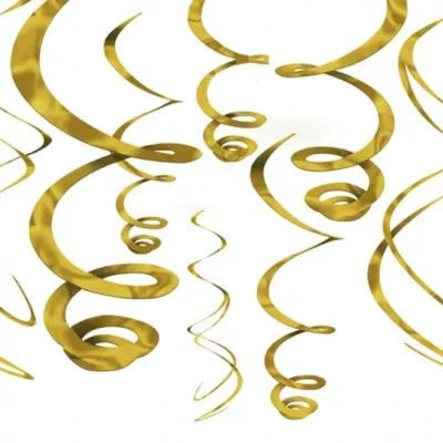 Gold Swirl Decoration 12pc - Amscan