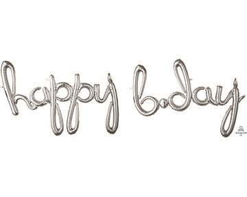 Happy B-Day Script - Silver - Anagram