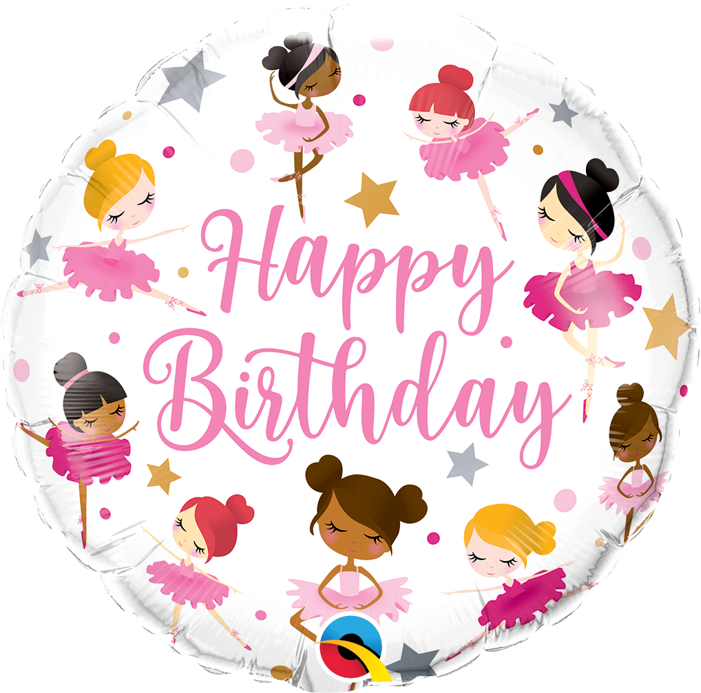 Happy Birthday Ballerinas 18″ Foil Balloon by Qualatex from Instaballoons
