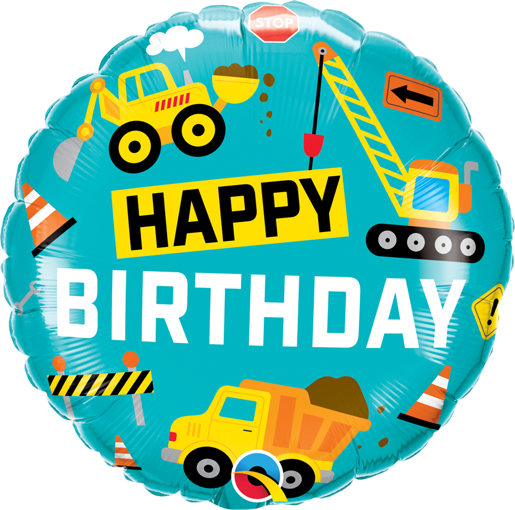Happy Birthday Construction 18″ Foil Balloon by Qualatex from Instaballoons