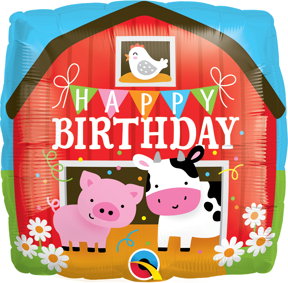 Happy Birthday Farm Barn 18″ Foil Balloon by Qualatex from Instaballoons