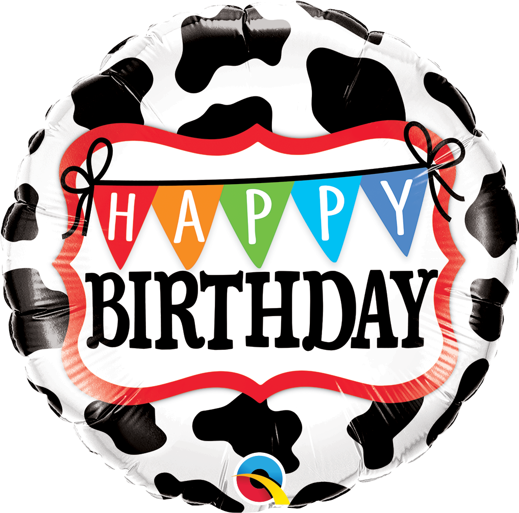 Happy Birthday Holstein Cow 18″ Foil Balloon by Qualatex from Instaballoons