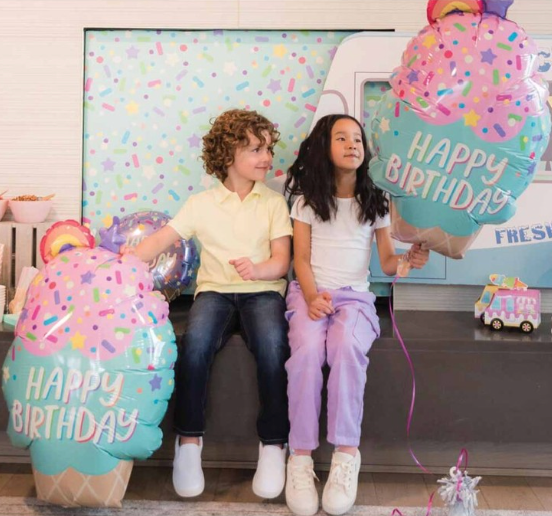 Happy Birthday Ice Cream Cone 29″ Foil Balloon by Anagram from Instaballoons