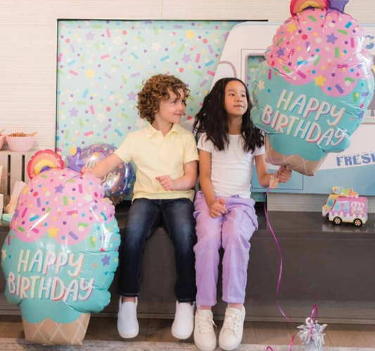 Happy Birthday Ice Cream Cone 29″ Foil Balloon by Anagram from Instaballoons