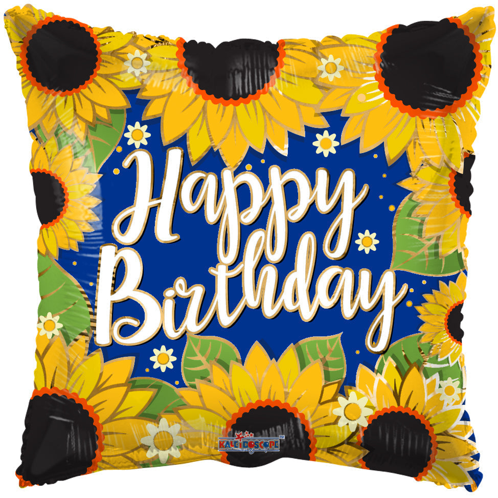 Happy Birthday Sunflowers 18″ Foil Balloon by Convergram from Instaballoons