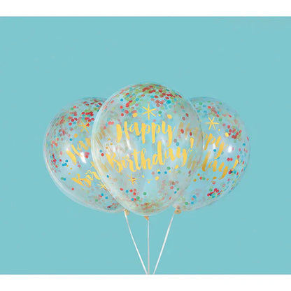 Happy Birthday with Multi Color Confetti 12″ Latex Balloons by Unique from Instaballoons