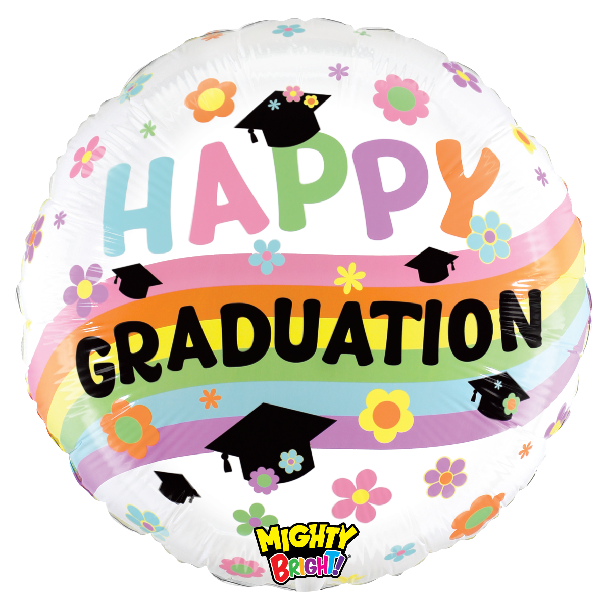 Happy Graduation Pastel Rainbow 21″ Foil Balloon by Betallic from Instaballoons