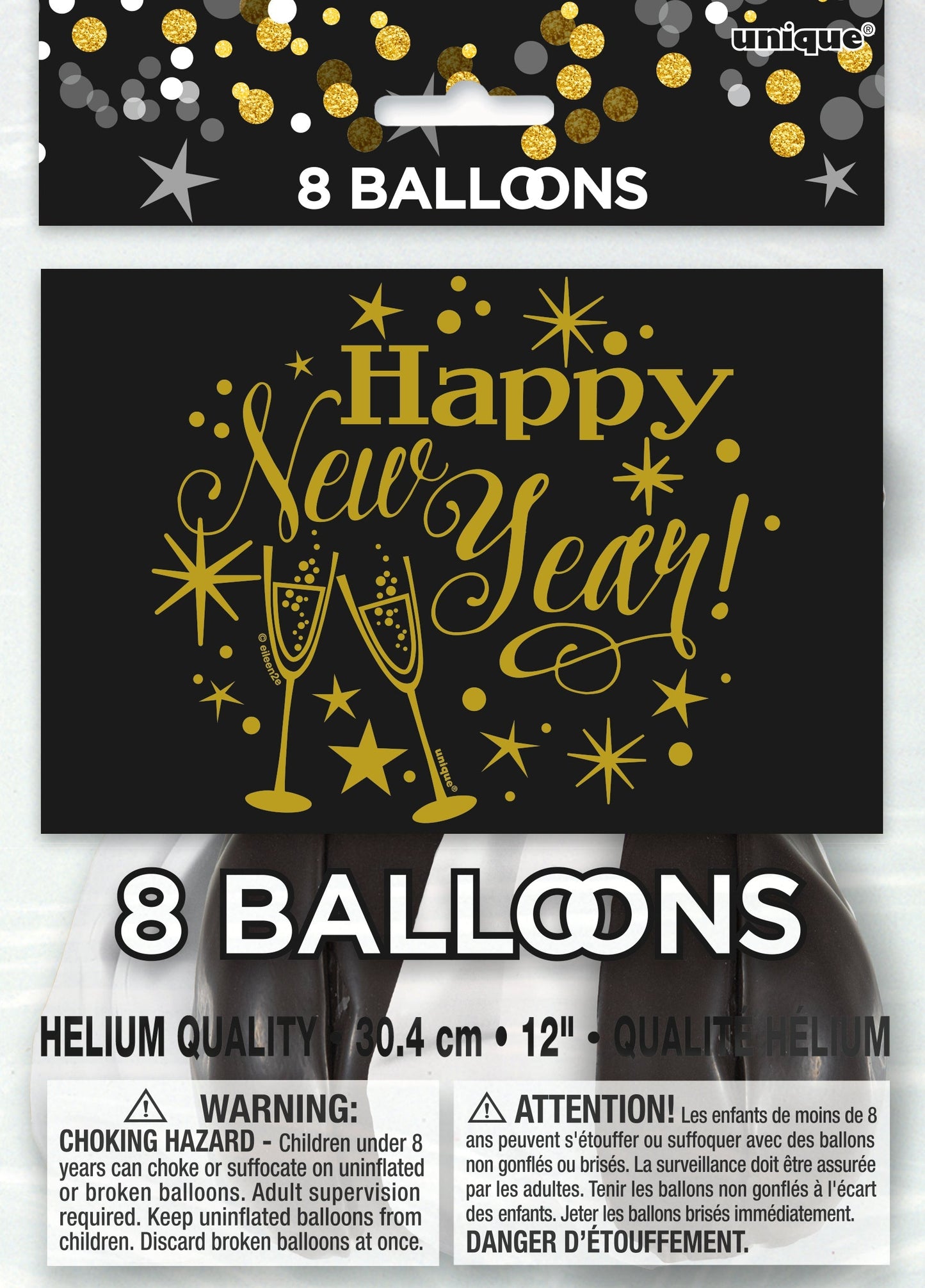 Happy New Year 12″ Latex Balloons by Unique from Instaballoons