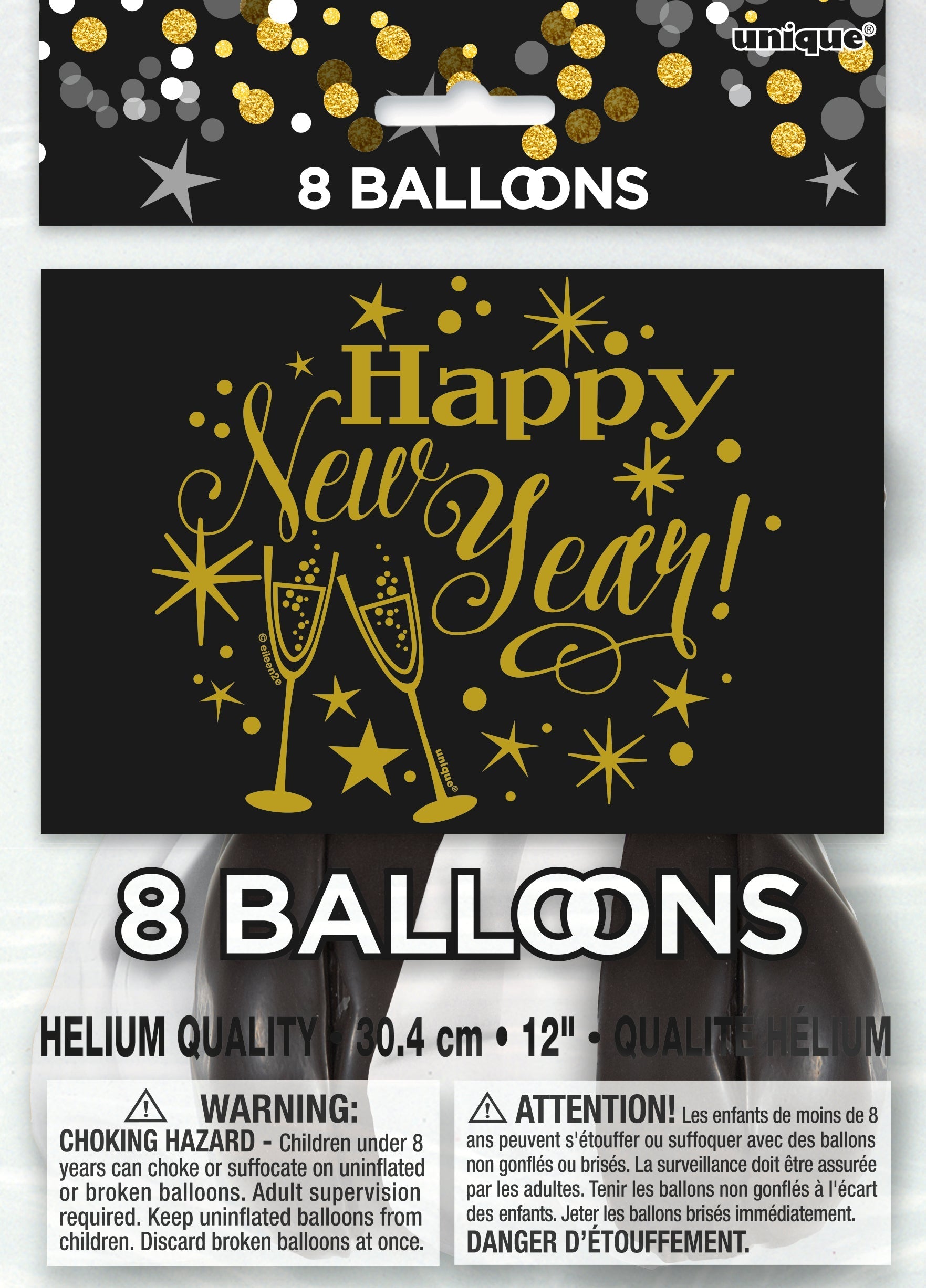 Happy New Year 12″ Latex Balloons by Unique from Instaballoons