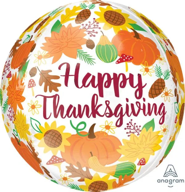 Happy Thanksgiving Orbz 16″ Foil Balloon by Anagram from Instaballoons