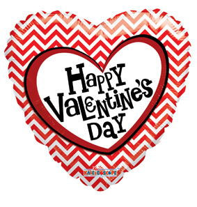 Happy Valentine's Day Zig Zag Stripes 18″ Foil Balloon by Convergram from Instaballoons