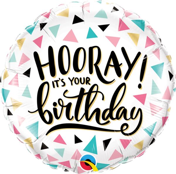Hooray It's Your Birthday 18″ Foil Balloon by Qualatex from Instaballoons