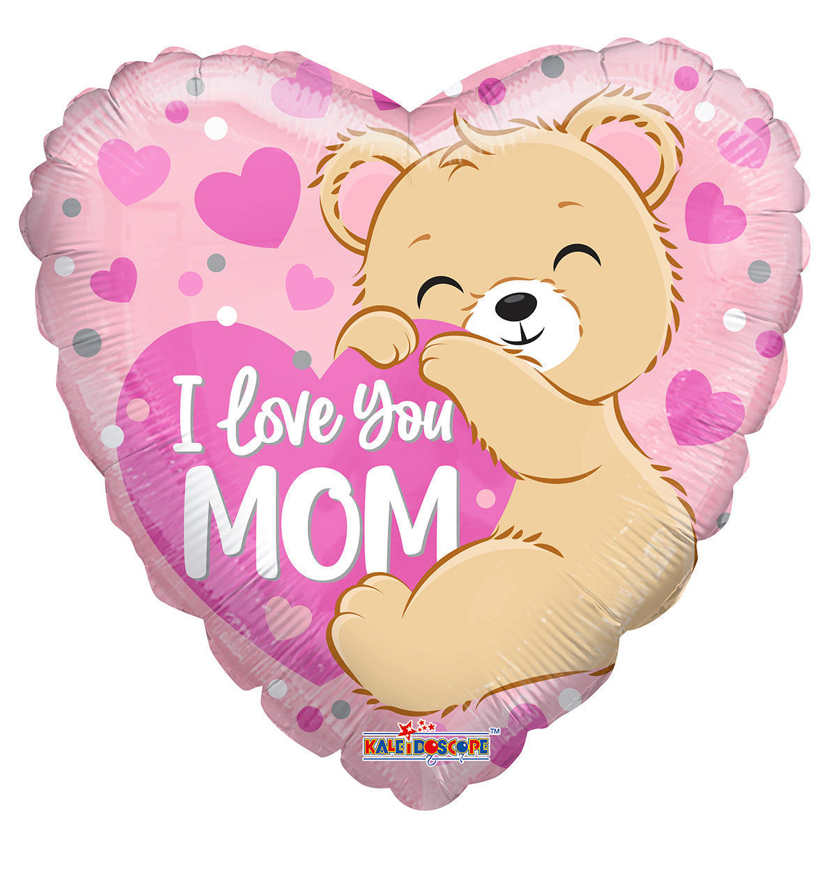 I Love You Mom Bear Hearts 18″ Foil Balloon by Convergram from Instaballoons