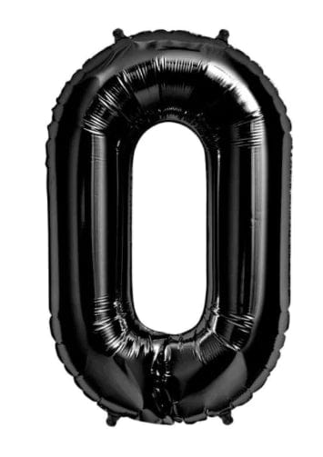 Imported Mylar & Foil Black Number 0 34″ Balloon