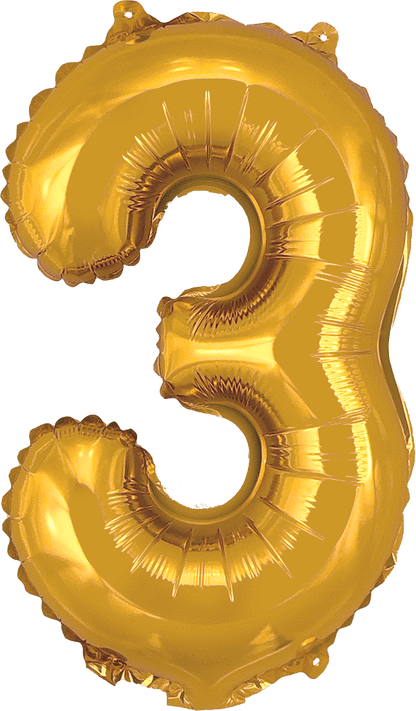 instaballoons Mylar & Foil Gold / 3 Gold 16" Small Balloon Letters and Numbers