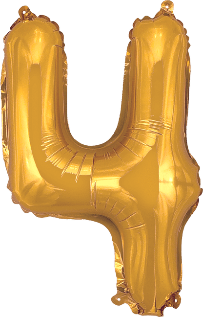 instaballoons Mylar & Foil Gold / 4 Gold 16" Small Balloon Letters and Numbers