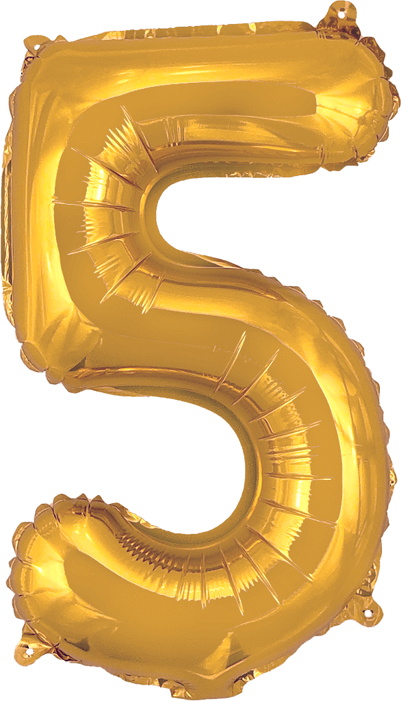 instaballoons Mylar & Foil Gold / 5 Gold 16" Small Balloon Letters and Numbers