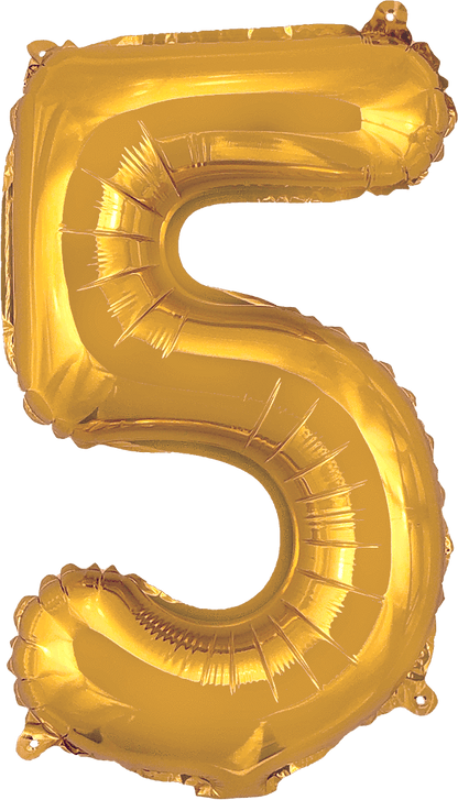 instaballoons Mylar & Foil Gold / 5 Gold 16" Small Balloon Letters and Numbers