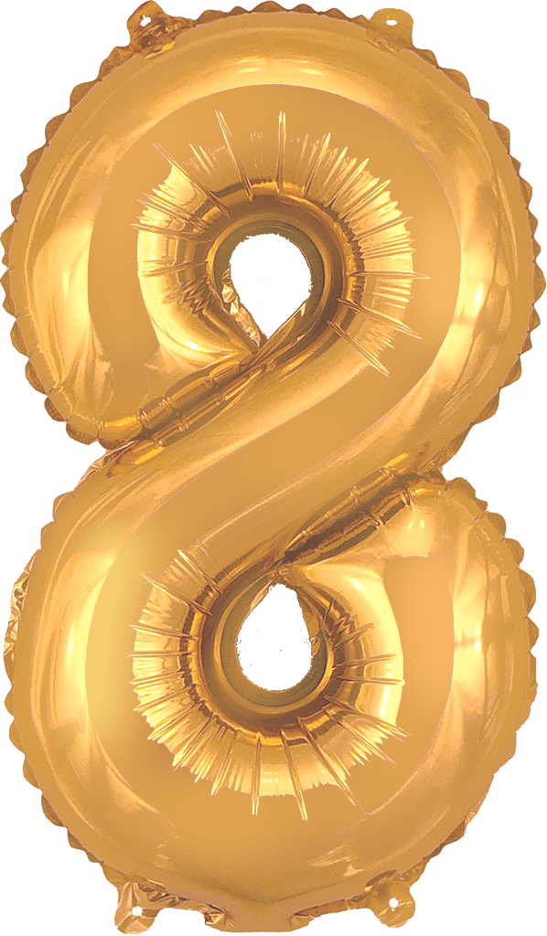 instaballoons Mylar & Foil Gold / 8 Gold 16" Small Balloon Letters and Numbers