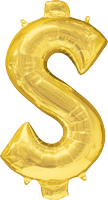instaballoons Mylar & Foil Gold / $ Gold 16" Small Balloon Letters and Numbers