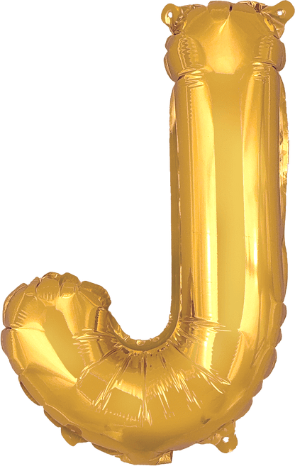 instaballoons Mylar & Foil Gold / J Gold 16" Small Balloon Letters and Numbers