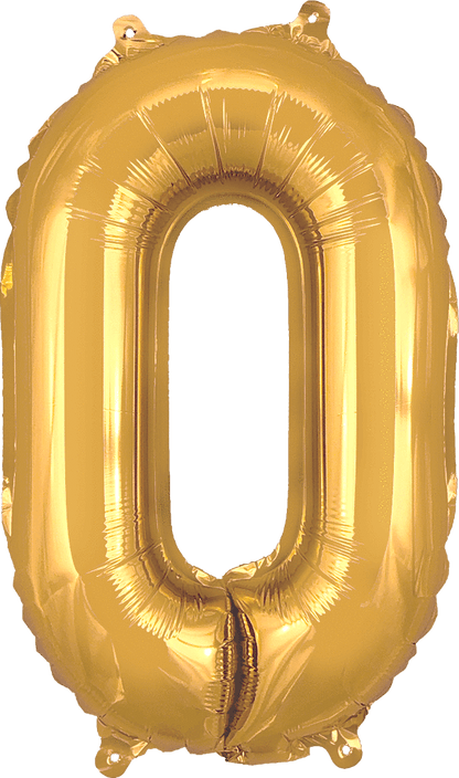 instaballoons Mylar & Foil Gold / O Gold 16" Small Balloon Letters and Numbers
