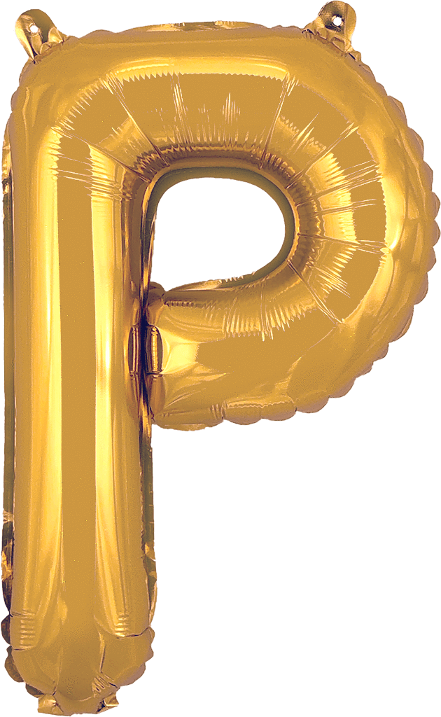 instaballoons Mylar & Foil Gold / P Gold 16" Small Balloon Letters and Numbers