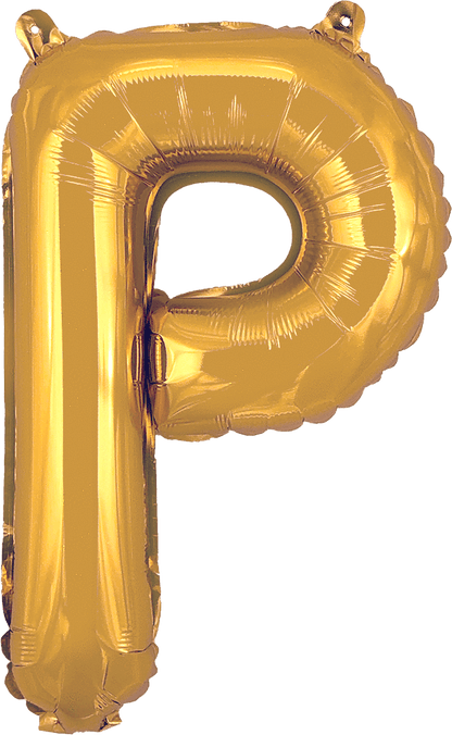 instaballoons Mylar & Foil Gold / P Gold 16" Small Balloon Letters and Numbers