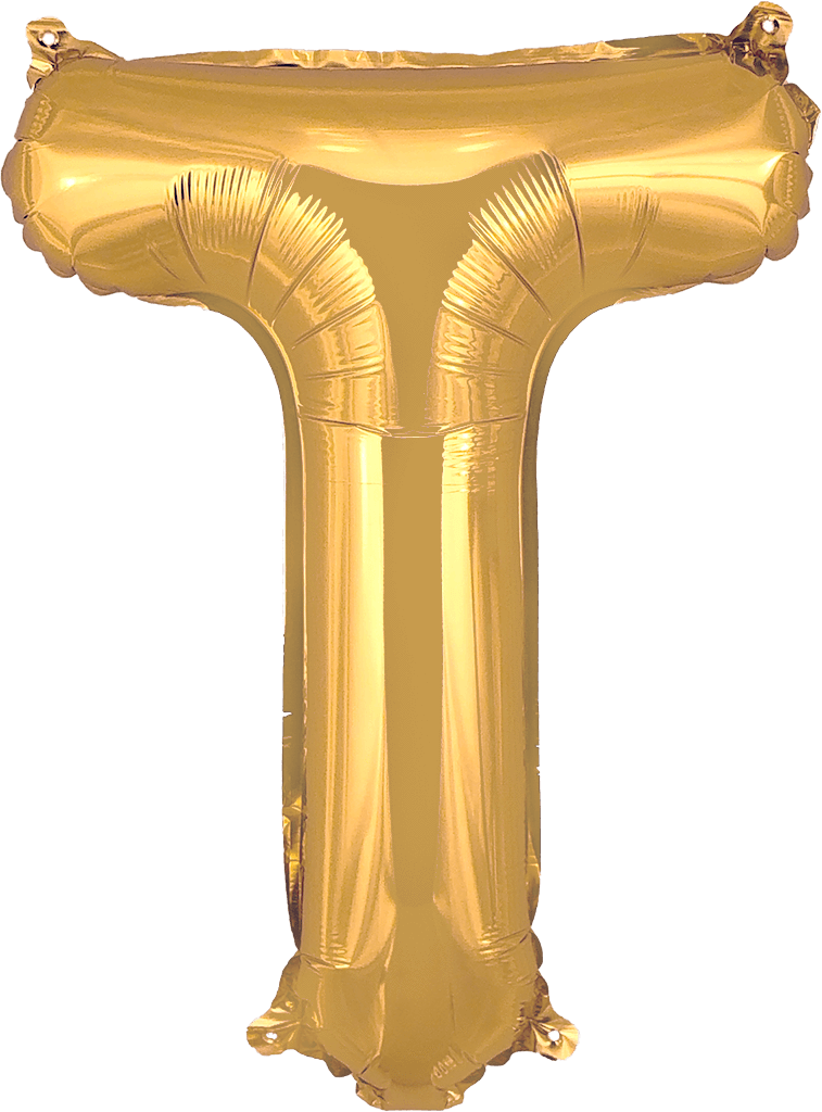 instaballoons Mylar & Foil Gold / T Gold 16" Small Balloon Letters and Numbers