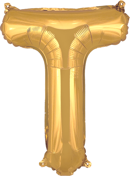 instaballoons Mylar & Foil Gold / T Gold 16" Small Balloon Letters and Numbers