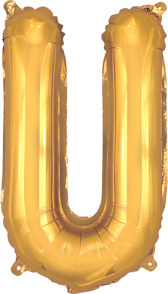 instaballoons Mylar & Foil Gold / U Gold 16" Small Balloon Letters and Numbers