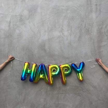 instaballoons Mylar & Foil HAPPY BIRTHDAY Rainbow Balloon Banner Set