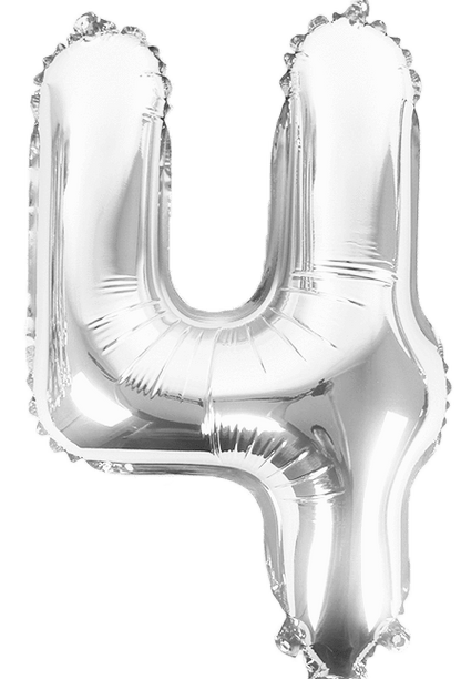 instaballoons Mylar & Foil Silver / 4 Silver 16" Small Balloon Letters and Numbers