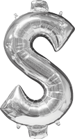 instaballoons Mylar & Foil Silver / $ Silver 16" Small Balloon Letters and Numbers