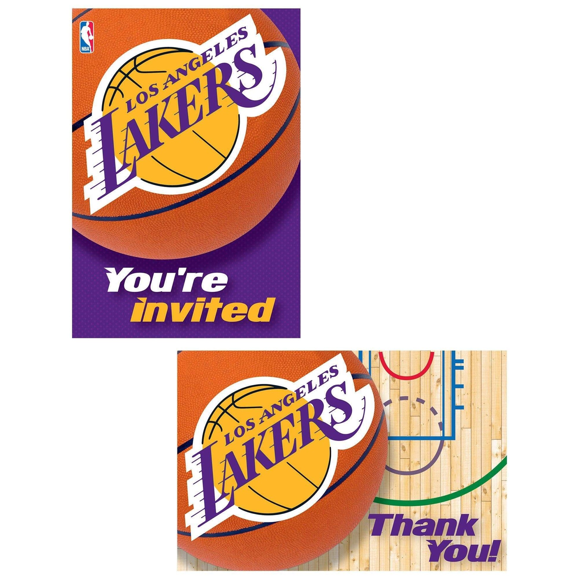 instaballoons Party Supplies LA Lakers NBA Invitations (8 count)