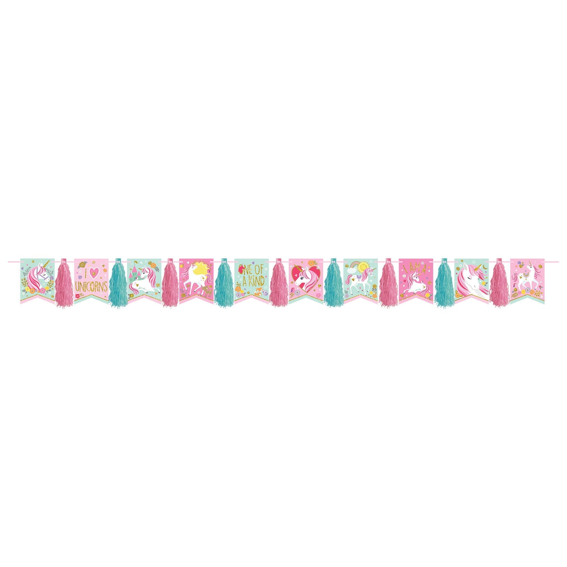 Magical Unicorn Glitter Pennant Tassel Garland by Amscan from Instaballoons