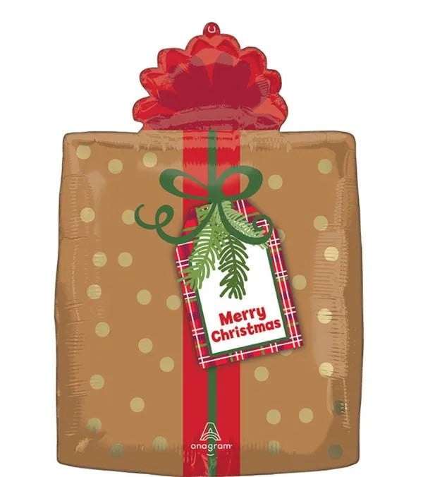 Merry Christmas Plaid Present 18″ Foil Balloon by Anagram from Instaballoons