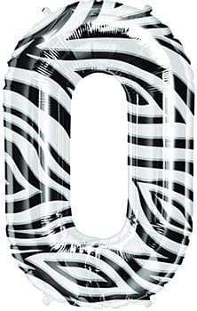 Northstar Mylar & Foil 0 Zebra Animal Print 34" Number Balloons