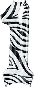 Northstar Mylar & Foil 1 Zebra Animal Print 34" Number Balloons