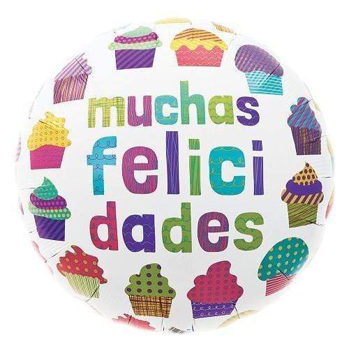 18" Felicidades Scribble Cupcakes Foil Mylar Balloons