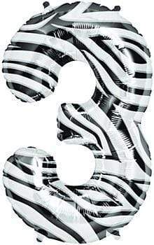 Northstar Mylar & Foil 3 Zebra Animal Print 34" Number Balloons