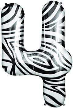Northstar Mylar & Foil 4 Zebra Animal Print 34" Number Balloons