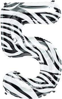 Northstar Mylar & Foil 5 Zebra Animal Print 34" Number Balloons