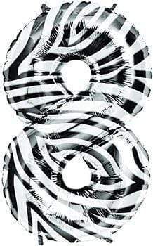 Northstar Mylar & Foil 8 Zebra Animal Print 34" Number Balloons