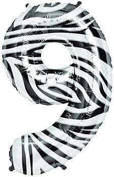 Northstar Mylar & Foil 9 Zebra Animal Print 34" Number Balloons
