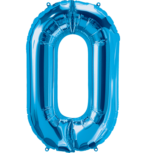 Blue Number 0 (Zero) 34" Balloon